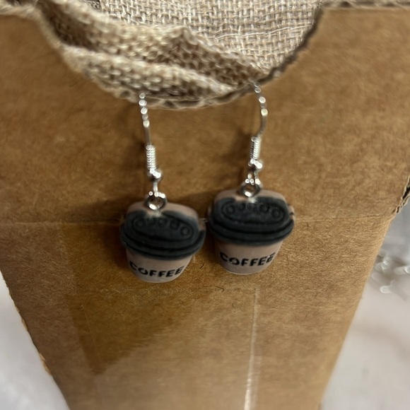 Clay Coffee Cup Earrings - Picture 3 of 5